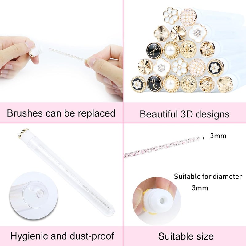 SenRocc 20pcs Mascara Wands Tube Reusable Lash Spoolies Golden Crystal Eyelash Brush Tubes Spoolies Lash Extension Brushes Applicators Makeup Tools (Golden Metal-2-MIX) - Image 2